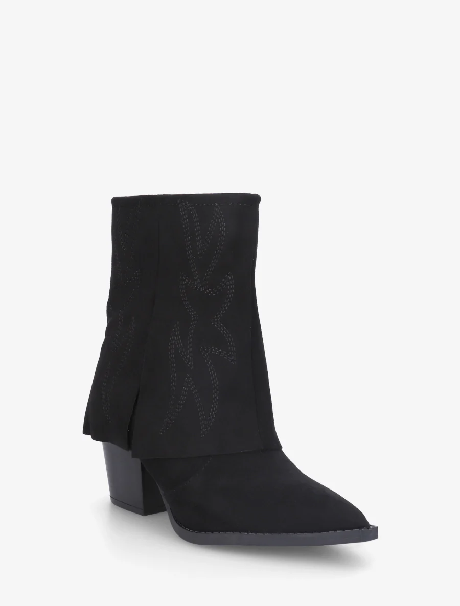 Bottines style santiags à broderies fantaisies - Noir - Image 2