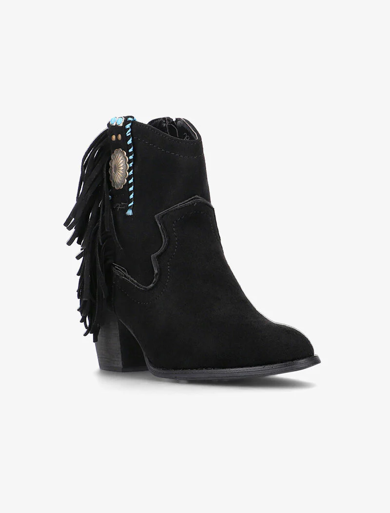 Bottines suédine ornées et à franges - noir - Image 2