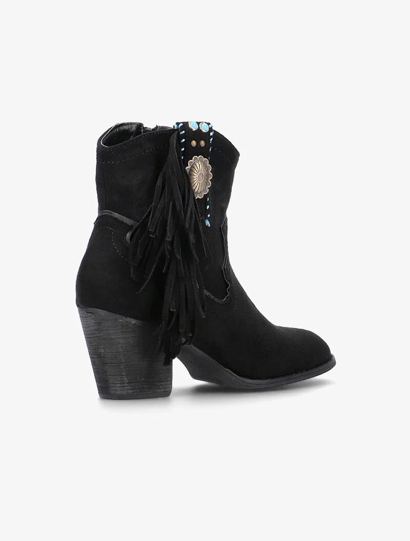Bottines suédine ornées et à franges - noir - Image 4