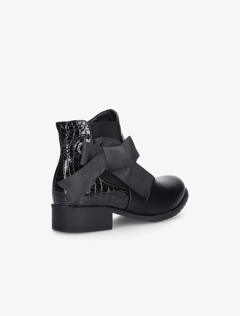 Bottines texturées à noeud - noir - Image 4