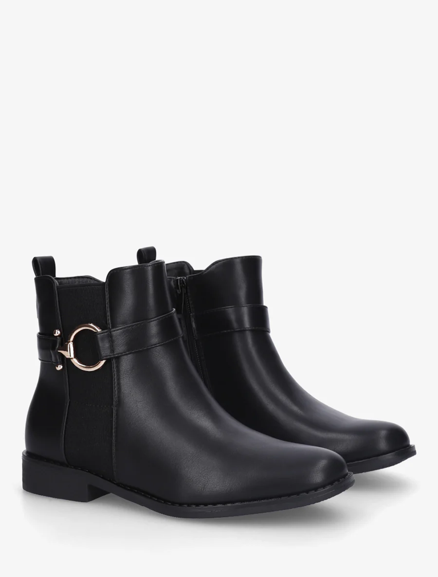 Bottines unies à cheville élastiquée - Noir - Image 4
