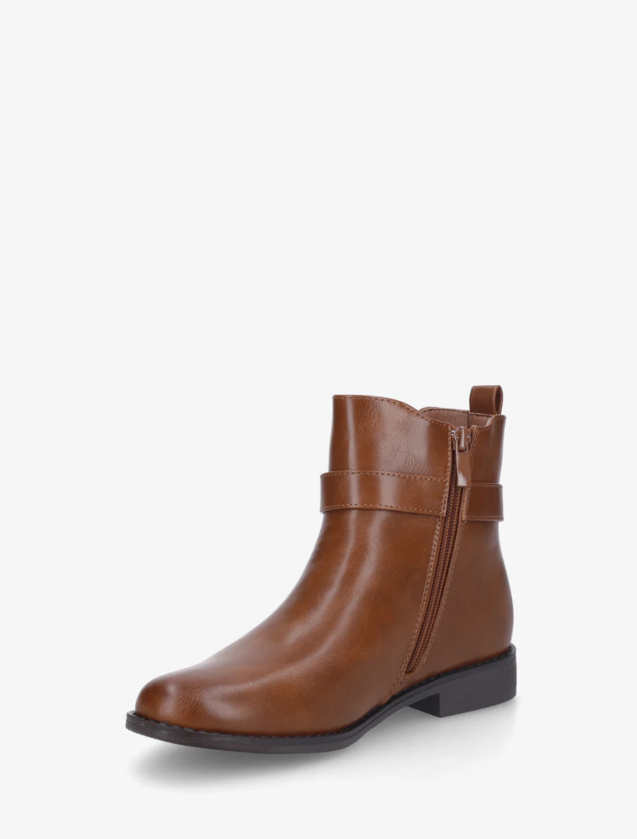 Bottines unies à cheville élastiquée - Camel - Image 3
