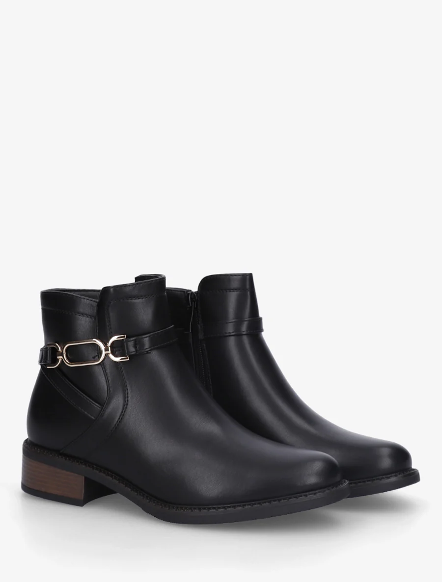 Bottines unies en simili - Noir - Image 4