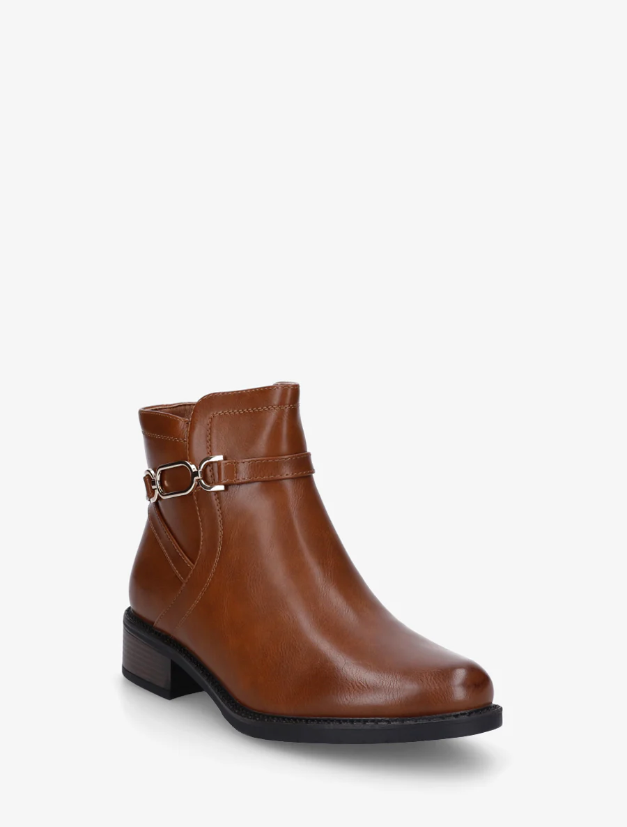 Bottines unies en simili - Camel - Image 2