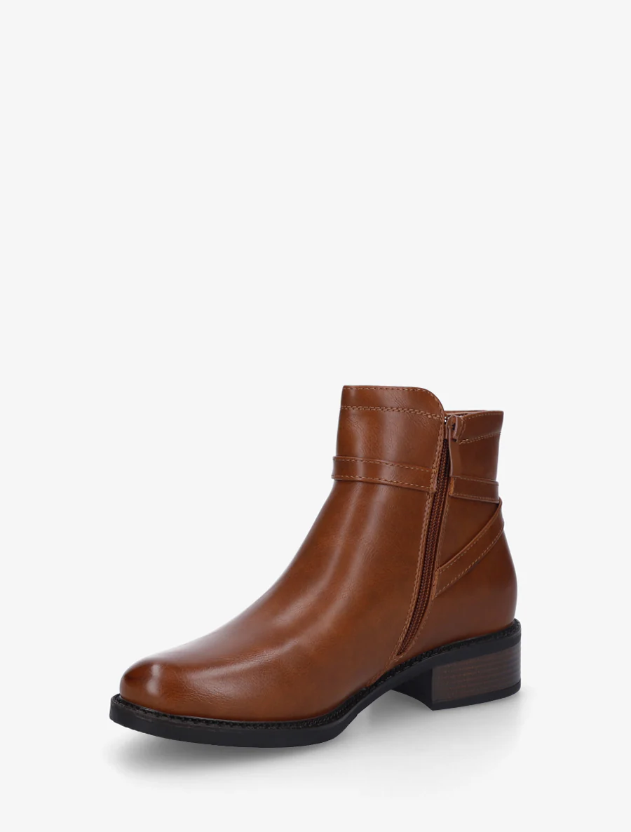 Bottines unies en simili - Camel - Image 3