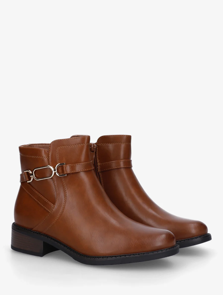Bottines unies en simili - Camel - Image 4