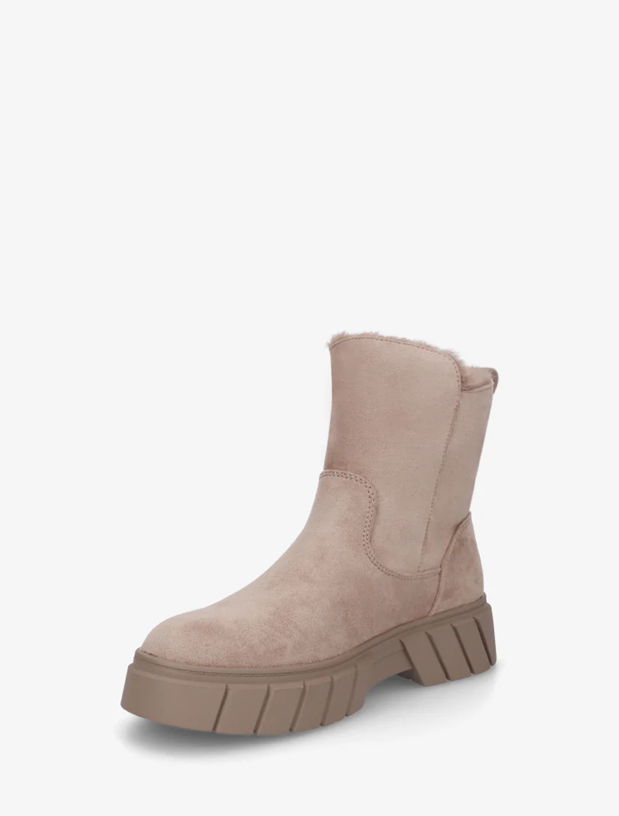 Bottines unies fourrées en suédine - Taupe - Image 3