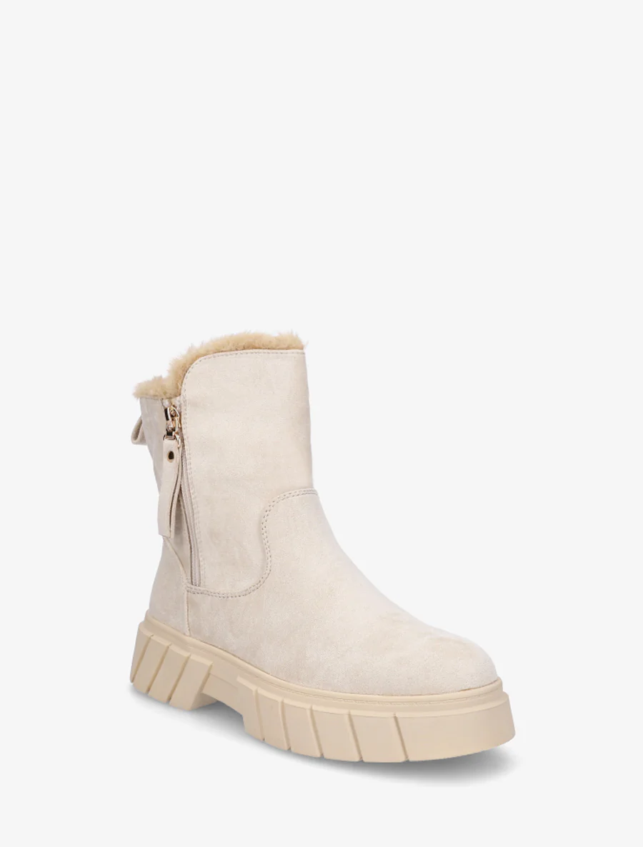 Bottines unies fourrées en suédine - Beige - Image 2