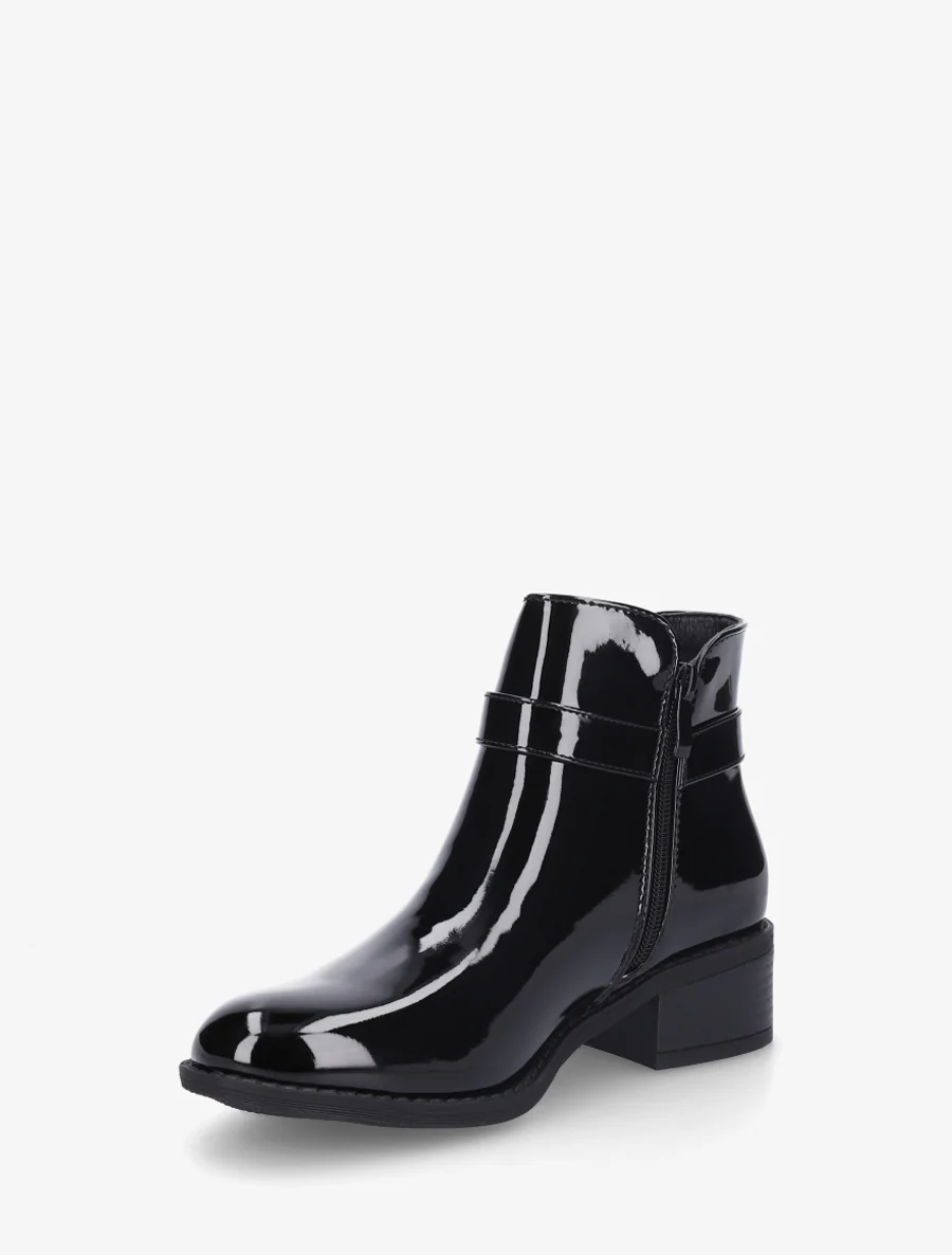 Bottines vernies à cheville élastiquée - Noir - Image 3