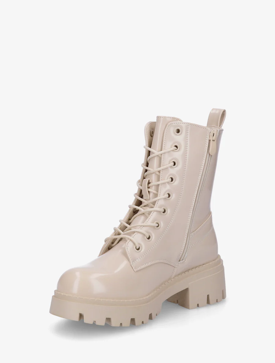 Bottines vernies à lacets - Beige - Image 3