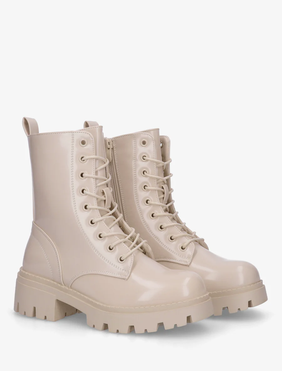 Bottines vernies à lacets - Beige - Image 4