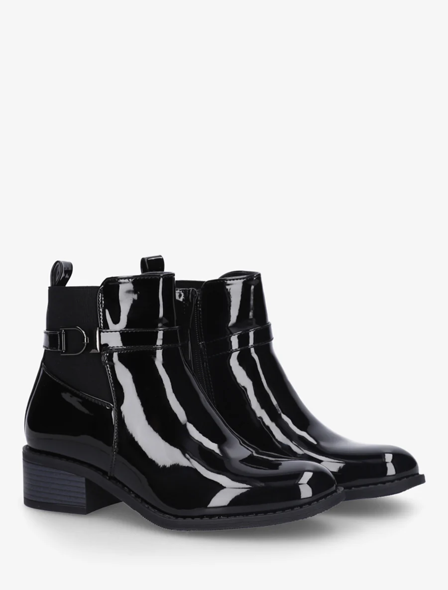 Bottines vernies à talon - Noir - Image 4