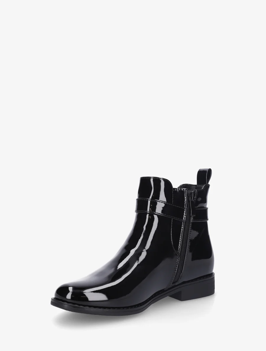 Bottines vernies en simili à cheville élastiquée - Noir - Image 3