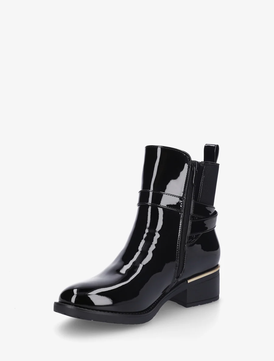 Bottines vernies sanglés à cheville élastiquée - Noir - Image 3