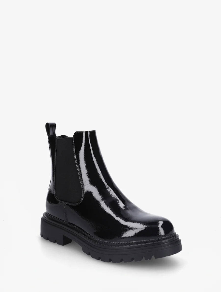 Bottines vernies style chelsea en simili - Noir - Image 2