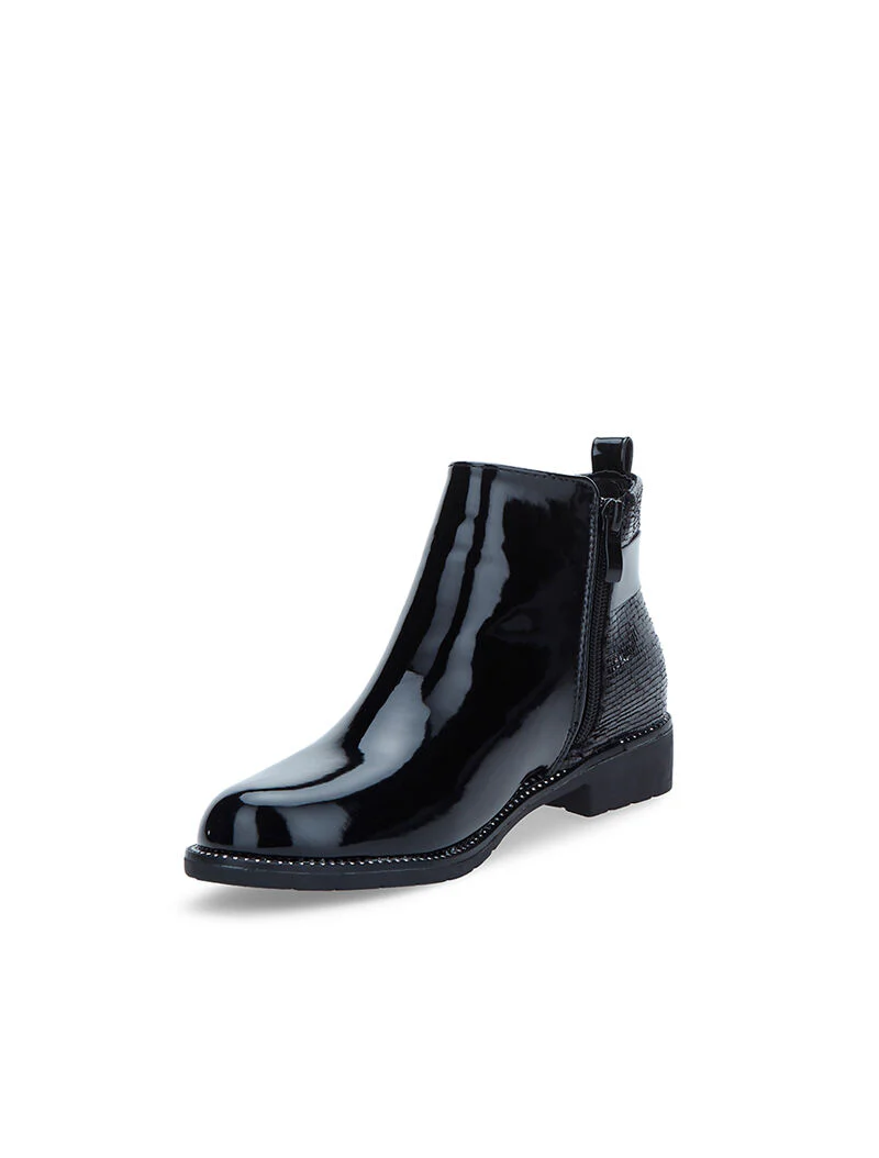 Bottines vernis ornées de brillants - noir - Image 3