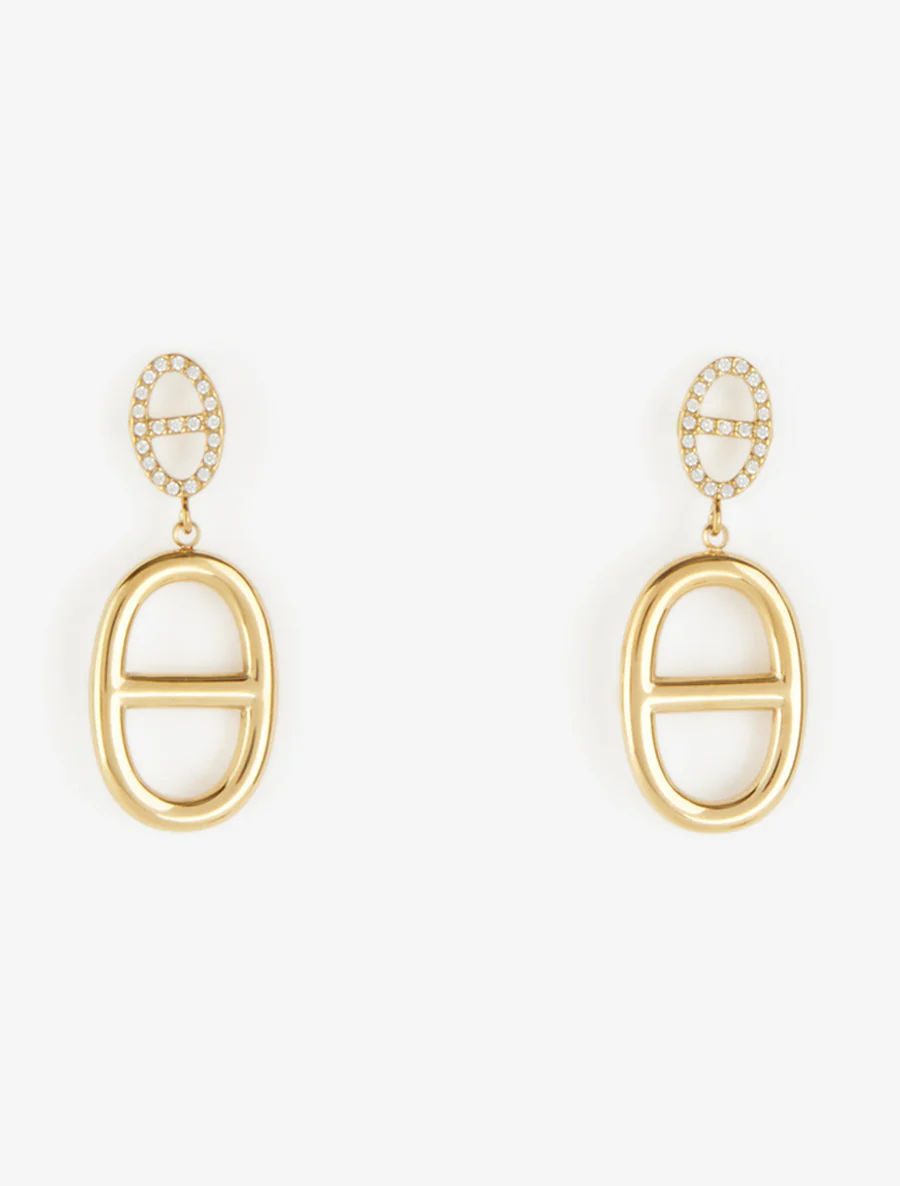 Boucles d'oreille pendantes motif maillon marin - Or - Image 2