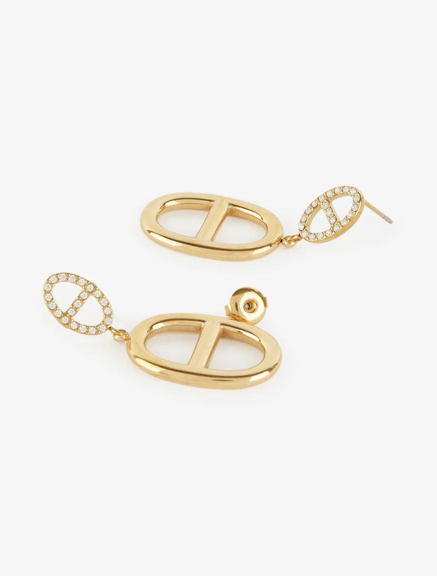 Boucles d'oreille pendantes motif maillon marin - Or - Image 3