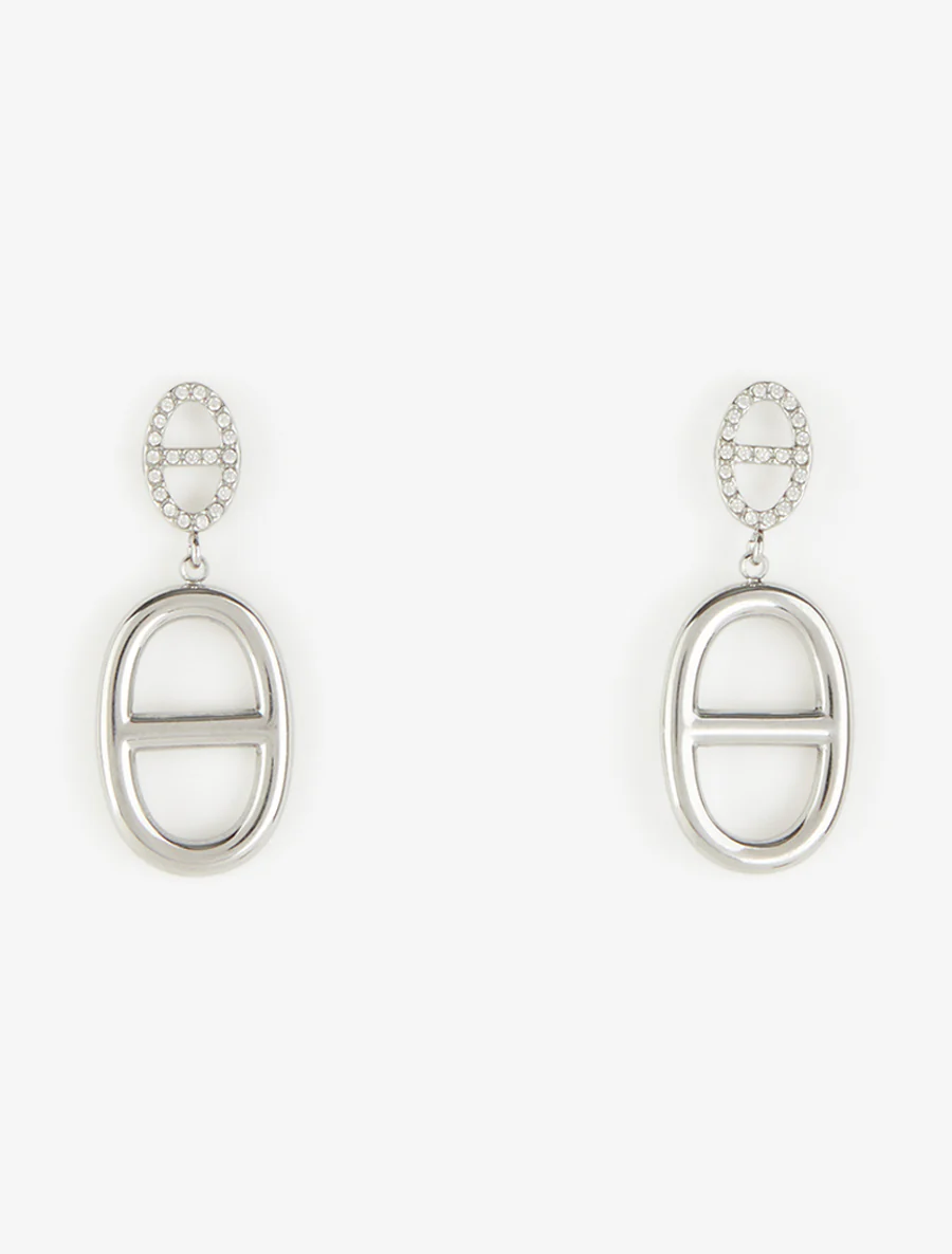 Boucles d'oreille pendantes motif maillon marin - Argent - Image 2