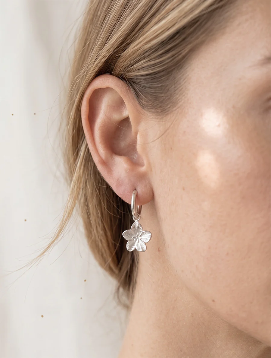 Boucles d'oreilles à breloque fleurs - Argent