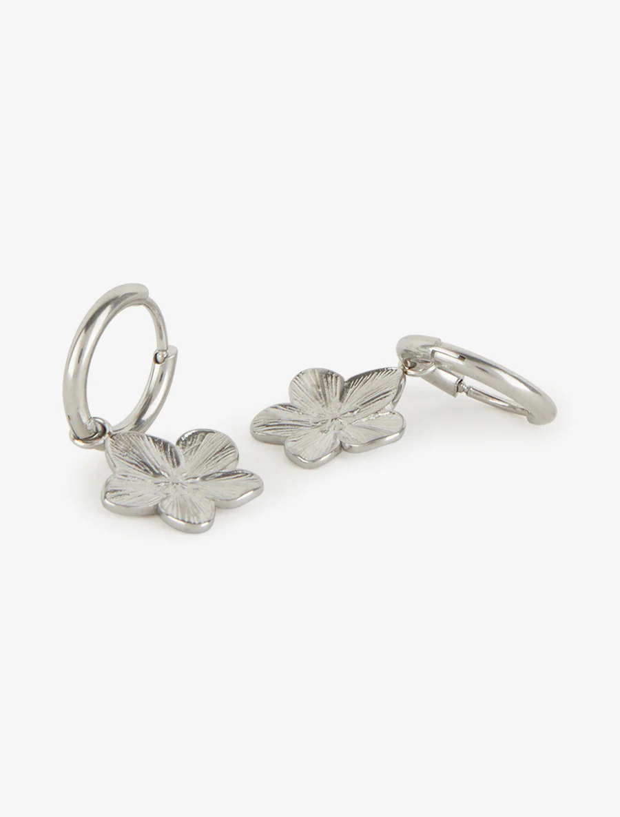 Boucles d'oreilles à breloque fleurs - Argent - Image 3