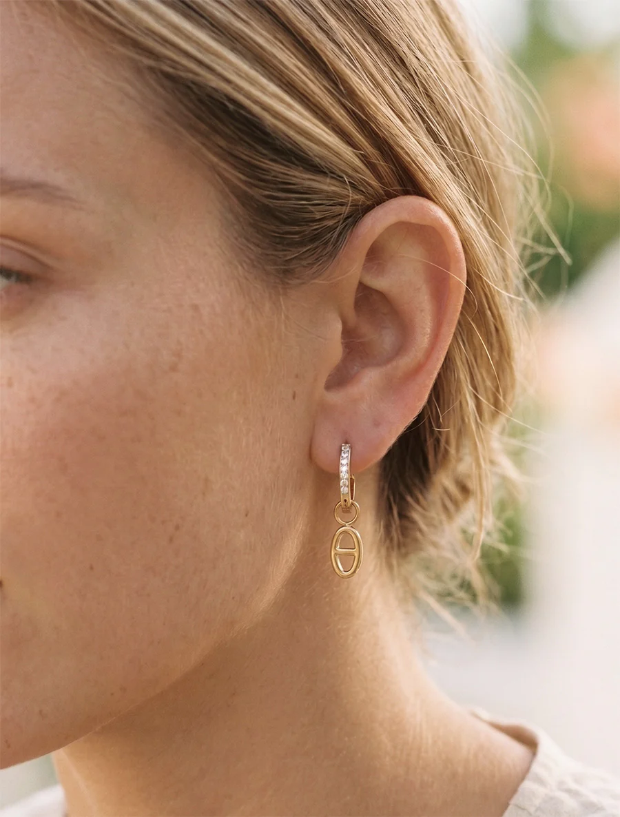 Boucles d'oreilles à breloque maille marin - Or