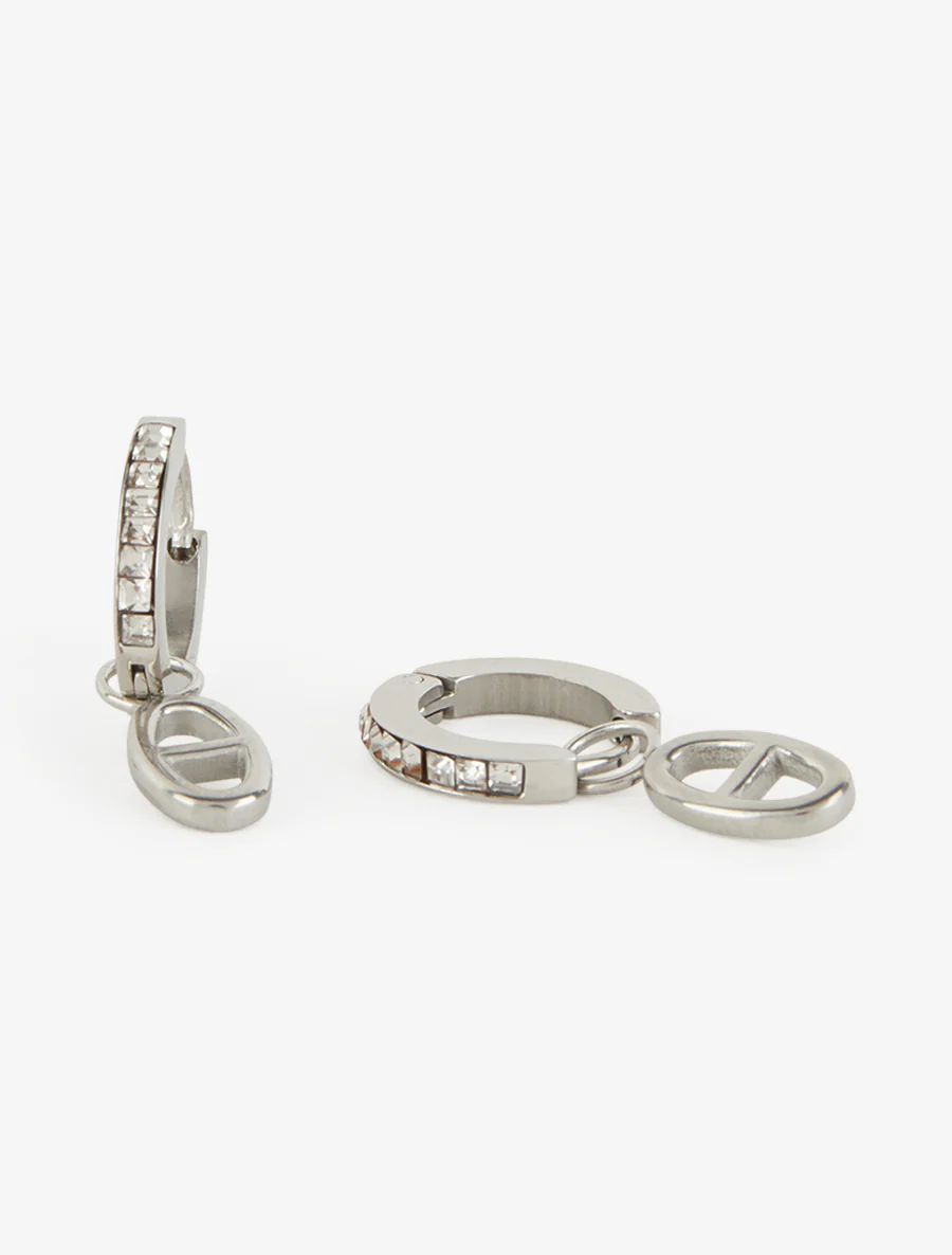 Boucles d'oreilles à breloque maille marin - Argent - Image 3