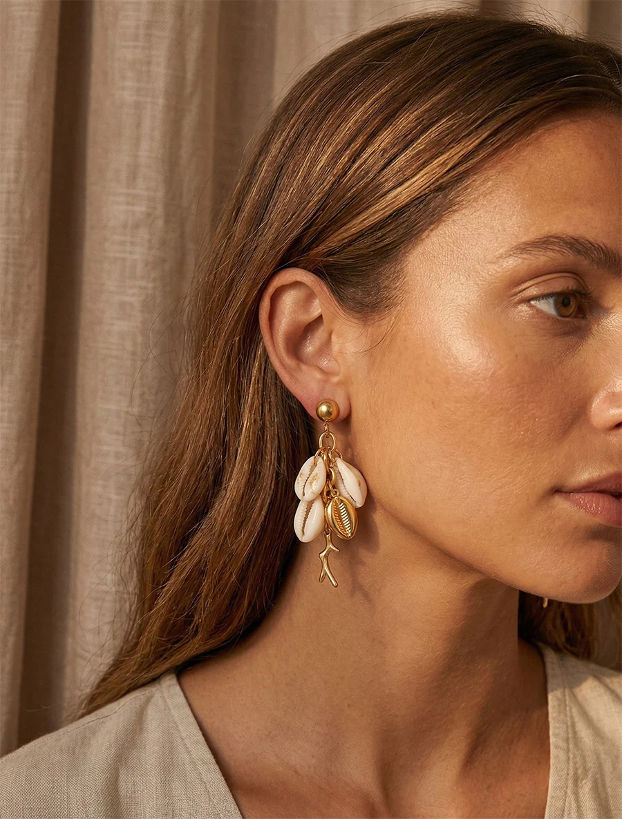 Boucles d'oreilles à coquillages - Beige