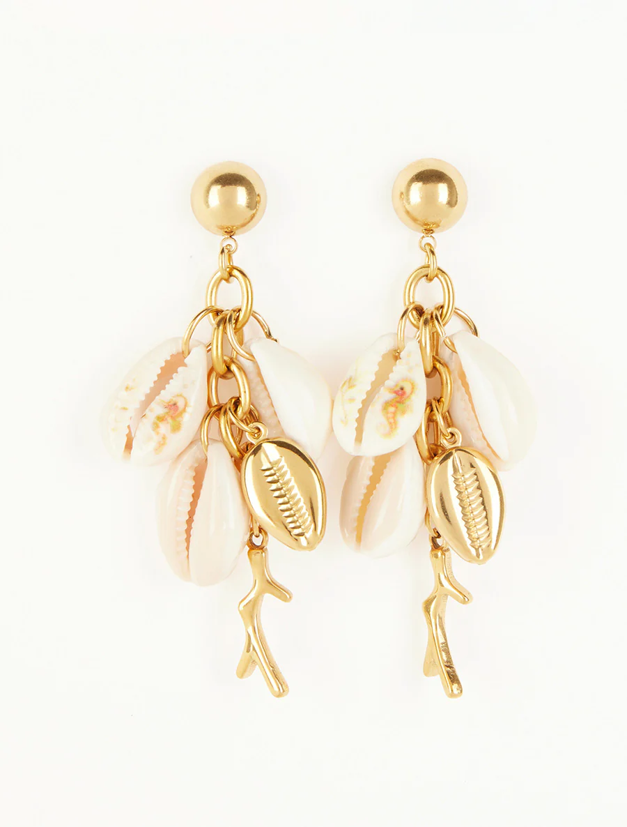Boucles d'oreilles à coquillages - Beige - Image 2
