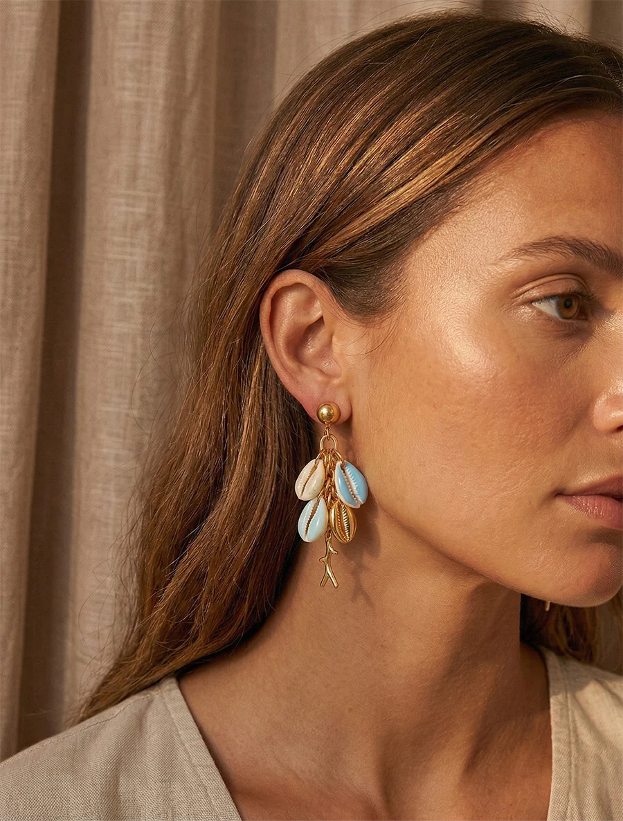Boucles d'oreilles à coquillages - Turquoise