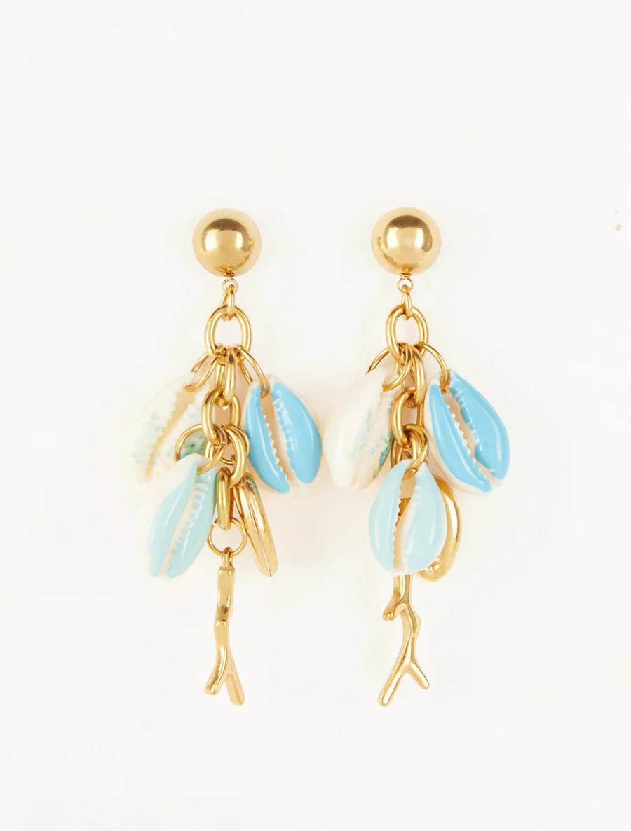 Boucles d'oreilles à coquillages - Turquoise - Image 2