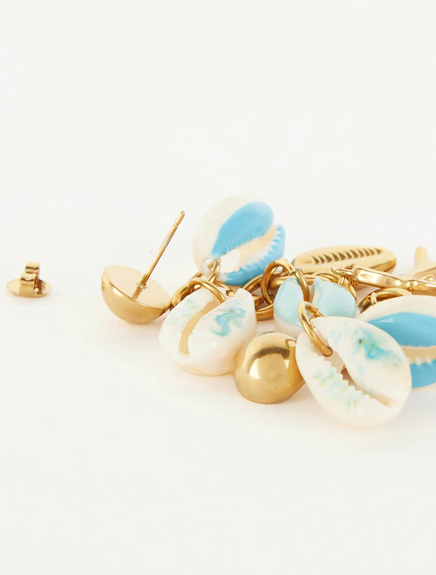 Boucles d'oreilles à coquillages - Turquoise - Image 3