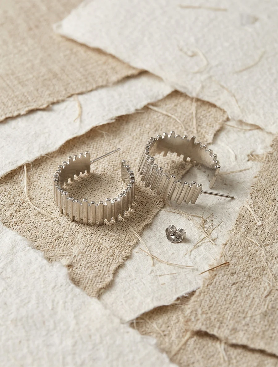 Boucles d'oreilles à formes irrégulières - Argent