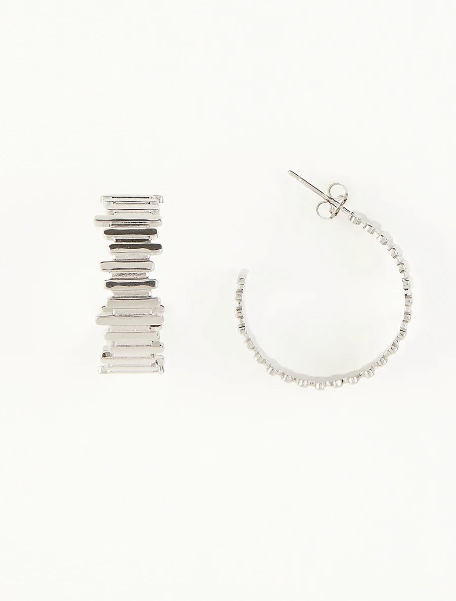 Boucles d'oreilles à formes irrégulières - Argent - Image 2