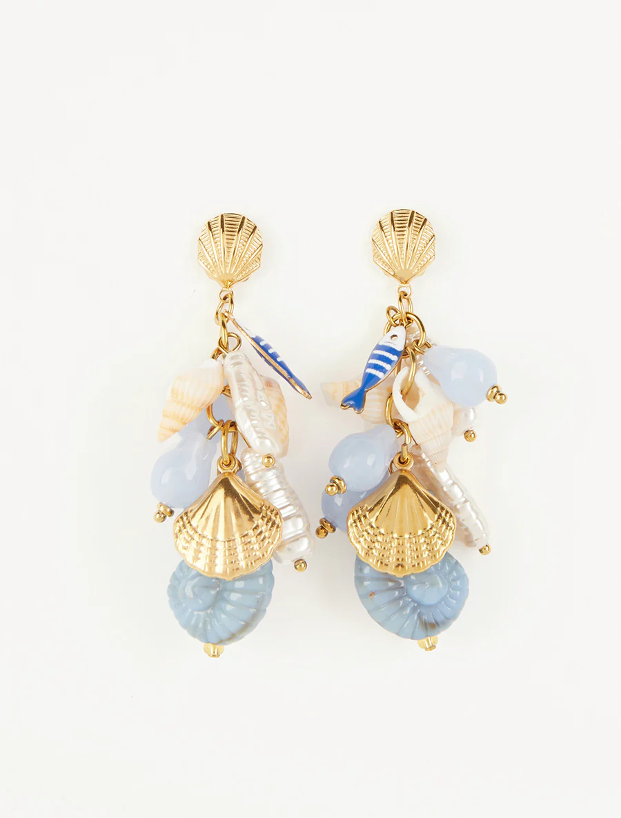 Boucles d'oreilles à motif marins - Bleu - Image 2