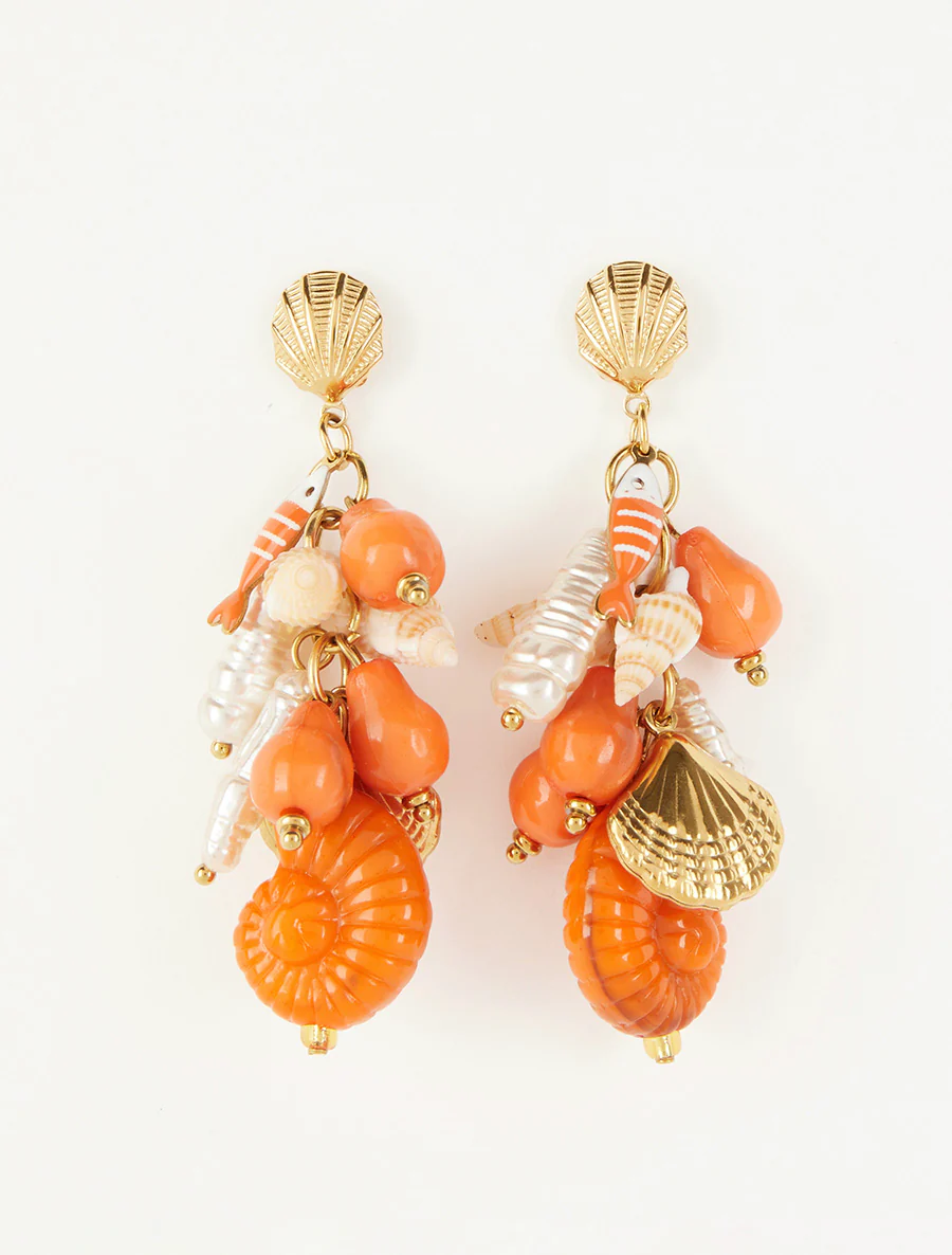 Boucles d'oreilles à motif marins - Orange - Image 2