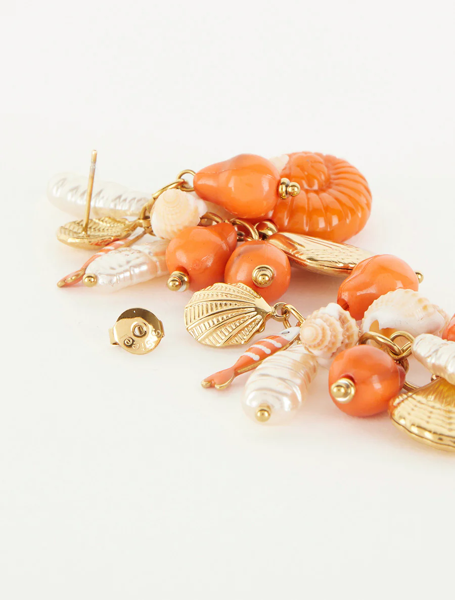 Boucles d'oreilles à motif marins - Orange - Image 3