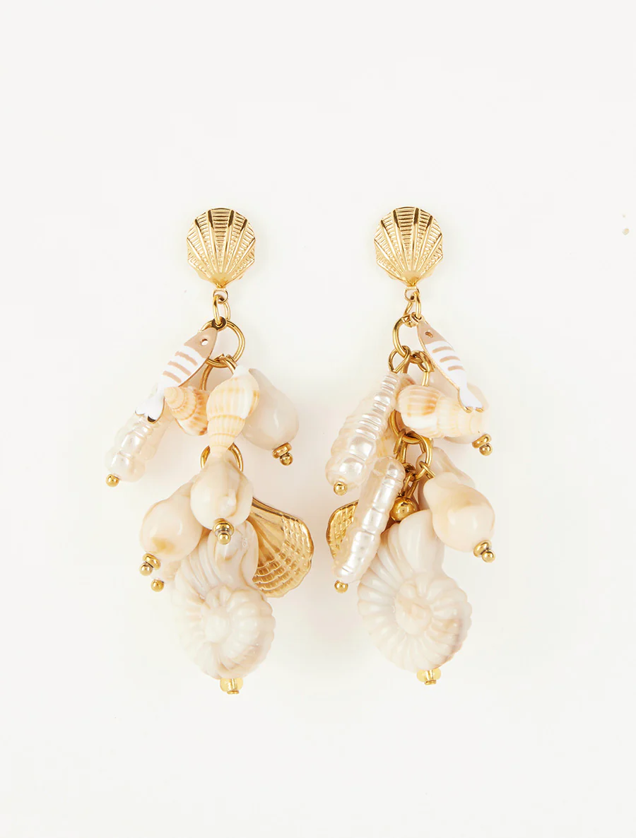 Boucles d'oreilles à motif marins - Beige - Image 2