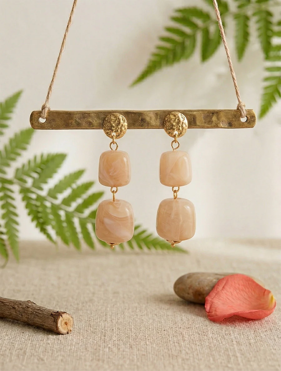 Boucles d'oreilles à pierres fantaisistes - Taupe