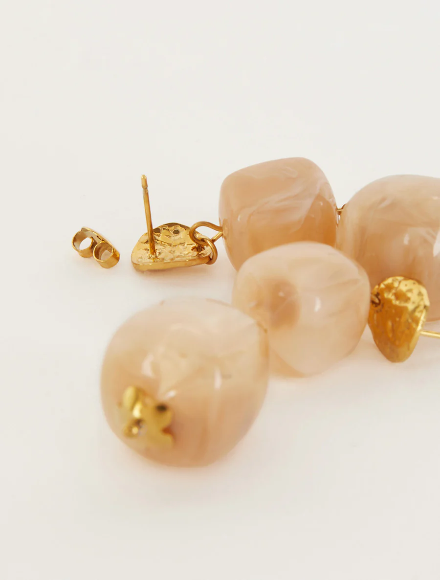 Boucles d'oreilles à pierres fantaisistes - Taupe - Image 3
