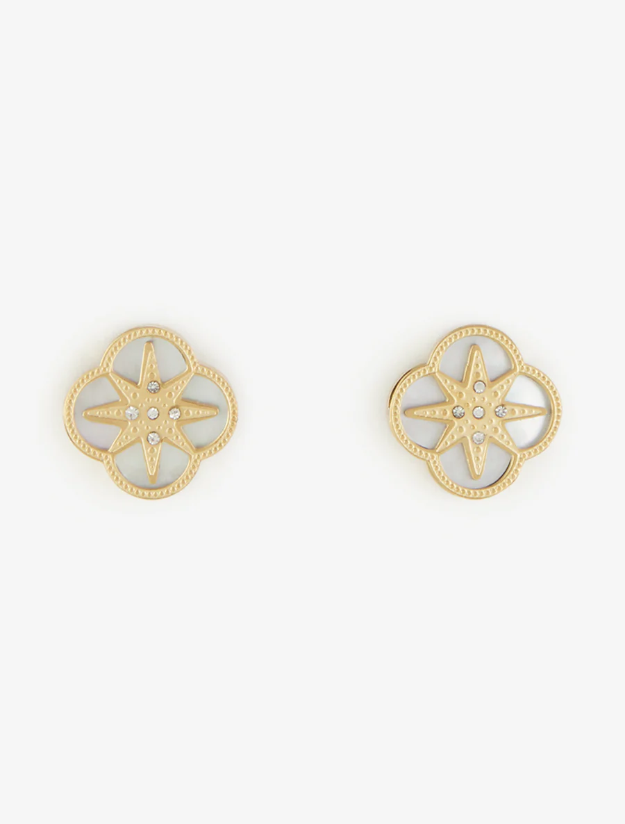 Boucles d'oreilles étoiles ornées de zircons - Or - Image 2