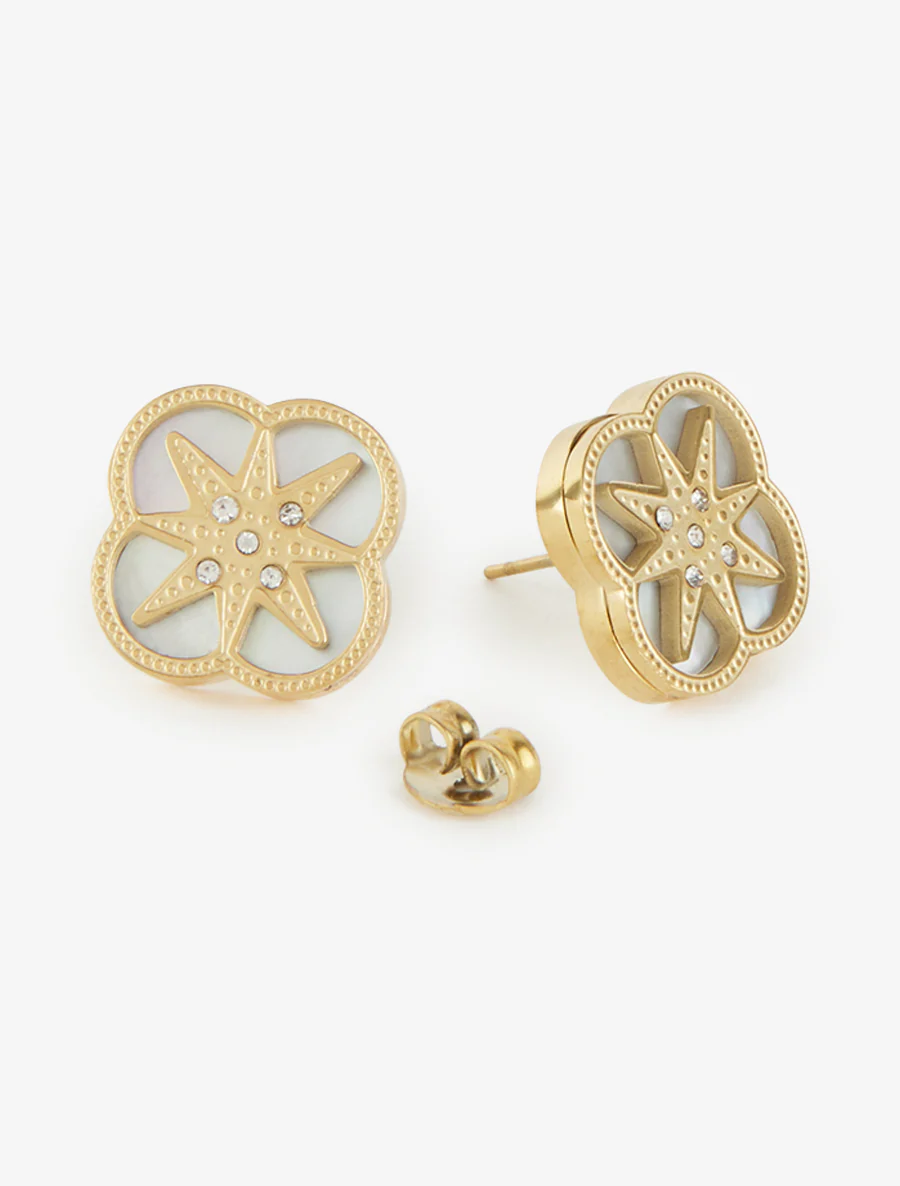 Boucles d'oreilles étoiles ornées de zircons - Or - Image 3