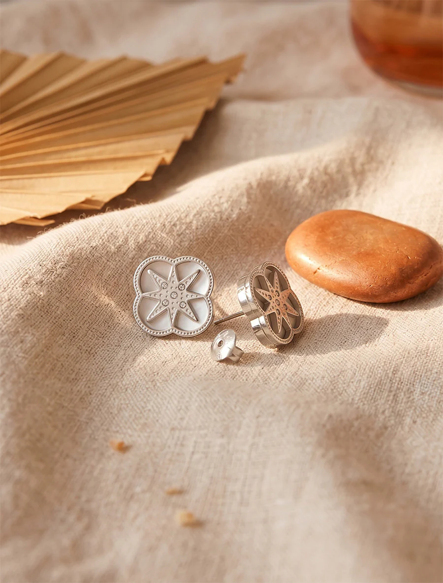 Boucles d'oreilles étoiles ornées de zircons - Argent