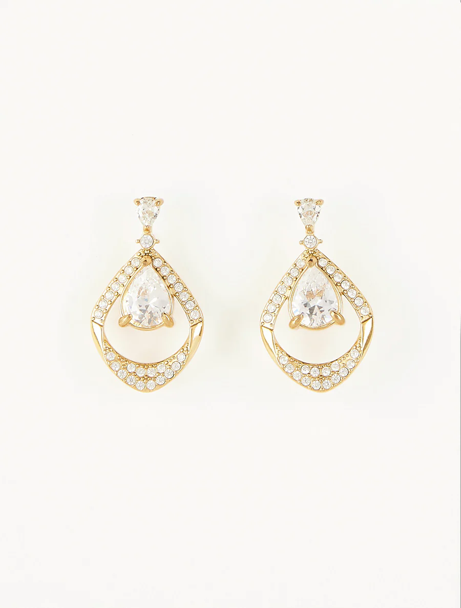 Boucles d'oreilles gouttes ornées de zircons - Or - Image 2