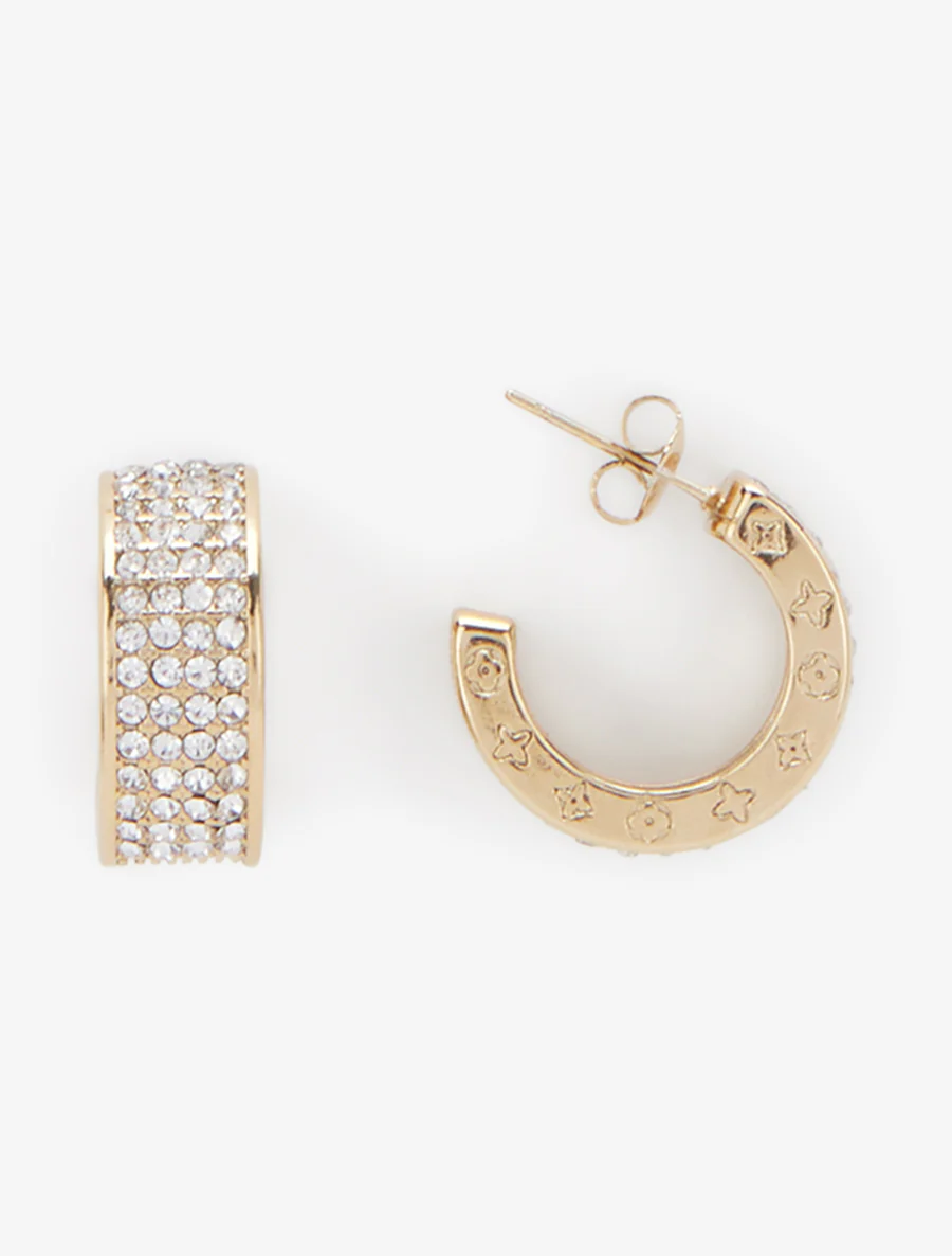 Boucles d'oreilles gravées et ornées de zircons - Or - Image 2