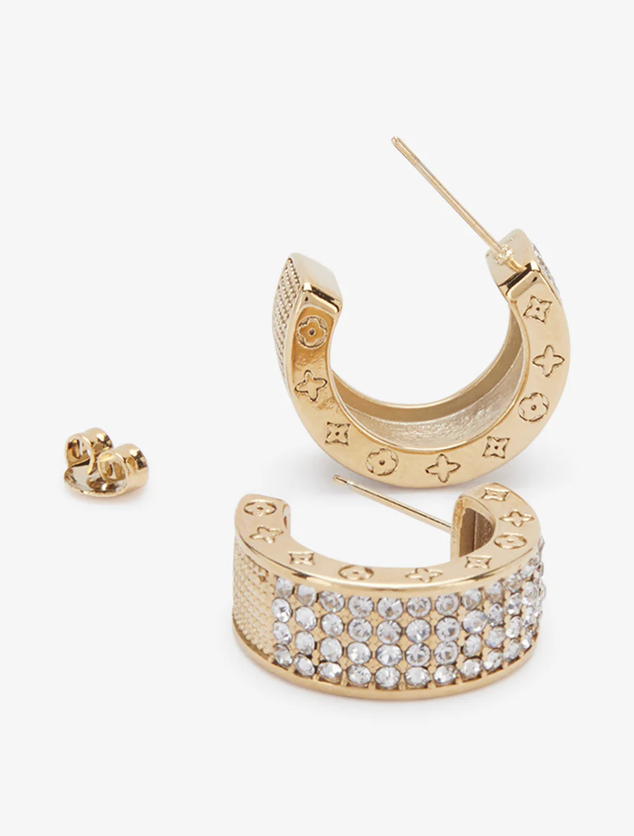 Boucles d'oreilles gravées et ornées de zircons - Or - Image 3