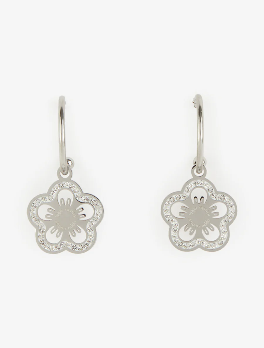 Boucles d'oreilles pendantes fleurs - Argent - Image 2