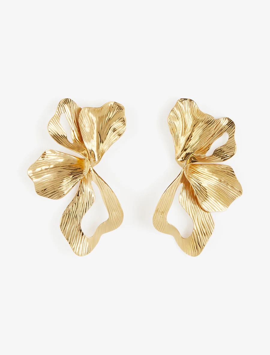 Boucles pendantes motif végétal - Or - Image 2