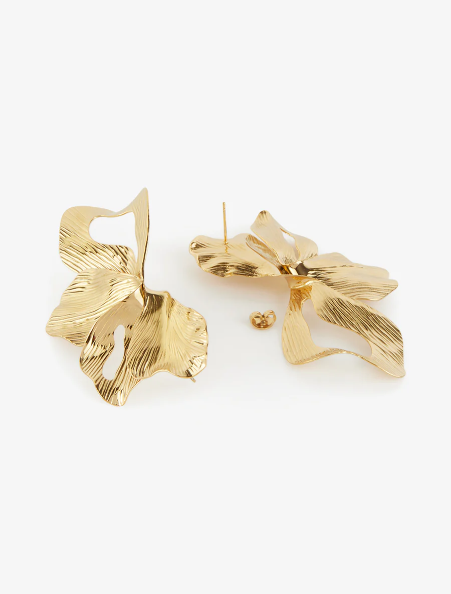 Boucles pendantes motif végétal - Or - Image 3