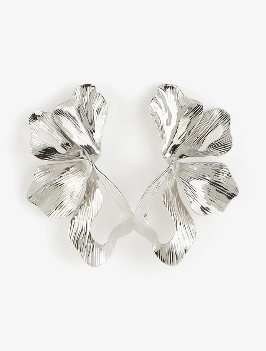 Boucles pendantes motif végétal - Argent - Image 2